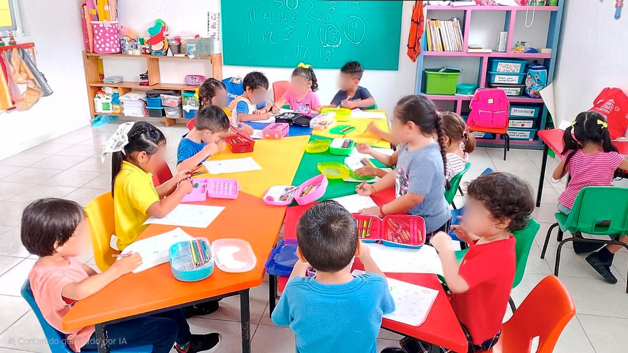 Niños en actividades Montessori en CAIC Campeche